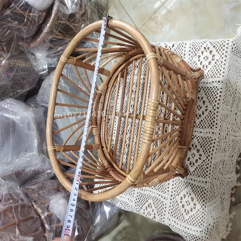 Retro Rattan Basket Chair Newborn Photography Props Infant Posing Bed Baby Photo Shooting Background Accessories Supplies