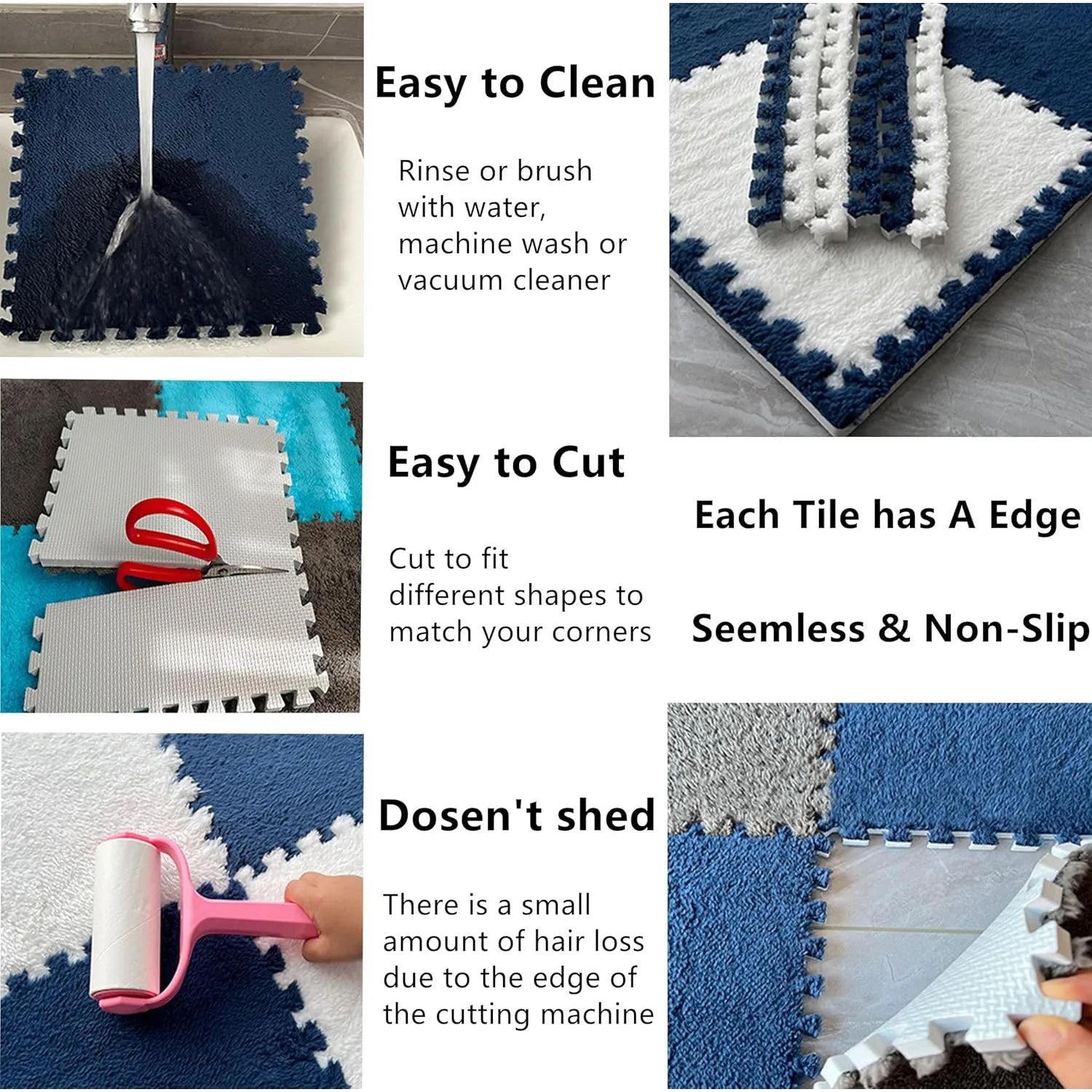 4-20 Piece Plush Play Mat for Babies BPA-Free Interlocking DIY Children's Play Mat Home Decor Floor Protection Carpet