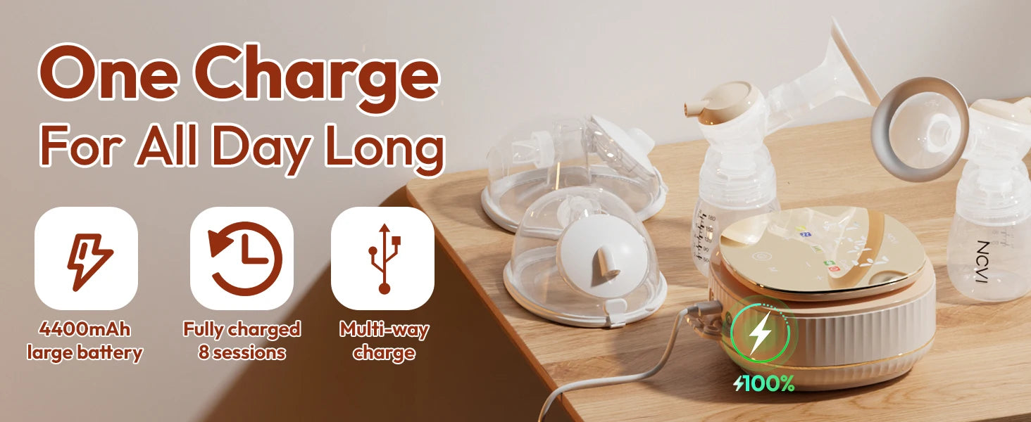 NCVI Electric Breast Pump With Wearable Cups.VibeMassage Technology,Adjustable Hospital Grade Strong Suction,Ultra Portable