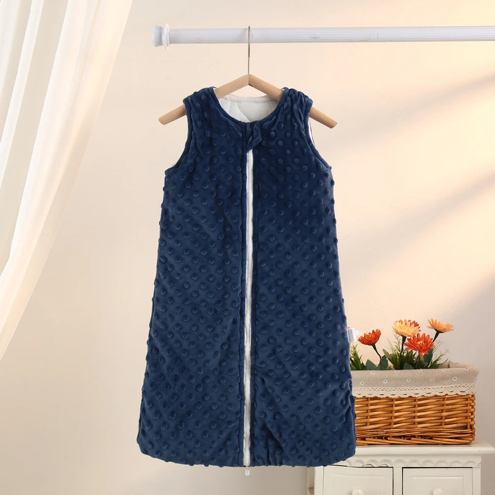 Bean Velvet Baby Sleeping Bag 0-6m Keeps Baby Warm Vest Style Autumn Winter Sleeveless Leg Wrapped