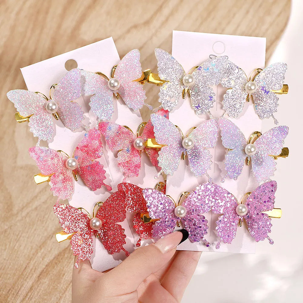 6Pcs Colorful Butterfly Hairpins Girl Hair Clips Barrettes Women Sweet Hair Ornament Rainbow Headwear Fashion Hair Accessories