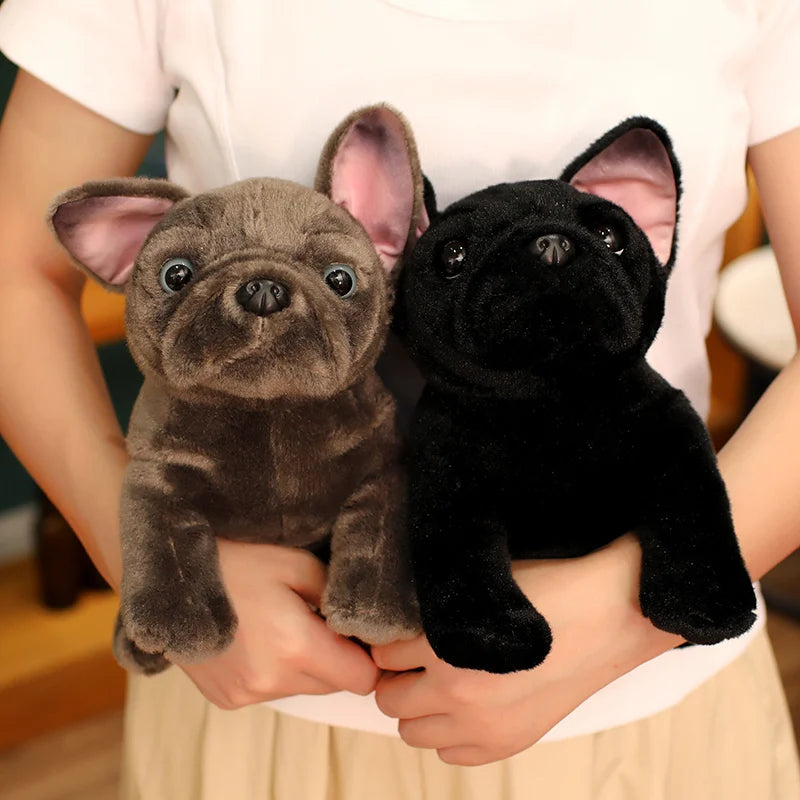 Hot 28cm Bulldog Plush Toy Realistic Stuffed Animals Black Grey Bulldog Plush Lifelike Pet Dog Soft Doll Gift