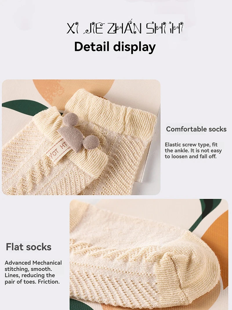 4pcs Newborn Socks Baby Summer Thin Cute Cute Mid Tube Short Socks Fashion New Baby Boneless Breathable Mid Tube Socks