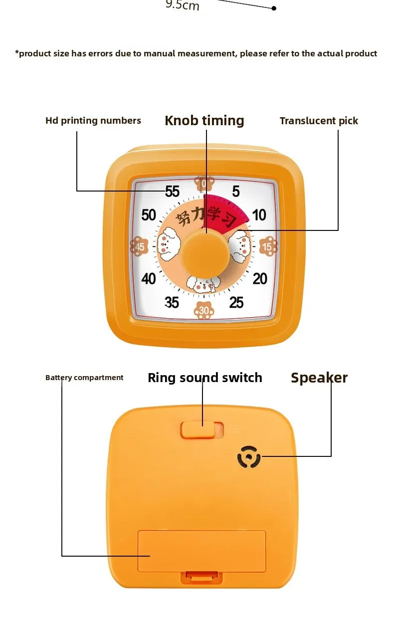 Visual Timer With Night Light School Minuteur 60-Minute Countdown Timer for Kids and Adults Pomodoro Stopwatch Clock