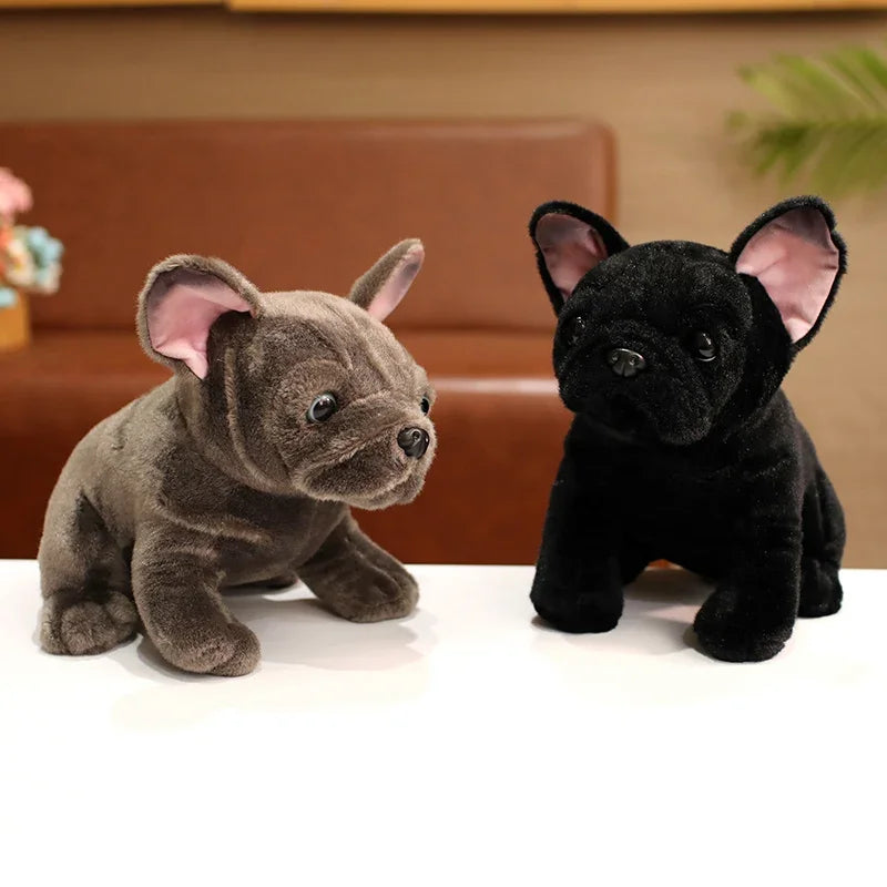 Hot 28cm Bulldog Plush Toy Realistic Stuffed Animals Black Grey Bulldog Plush Lifelike Pet Dog Soft Doll Gift