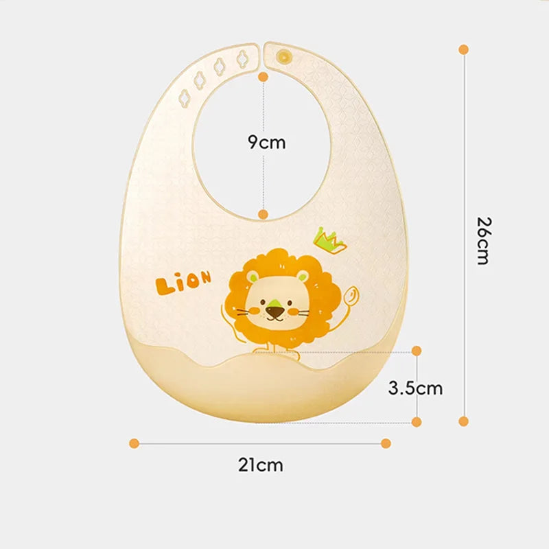 AIBEDILA  Silicone Baby Bib Waterproof Adjustable Food-Grade Feeding Apron Cartoon Pattern Burp Cloth for Toddlers Boys Girls