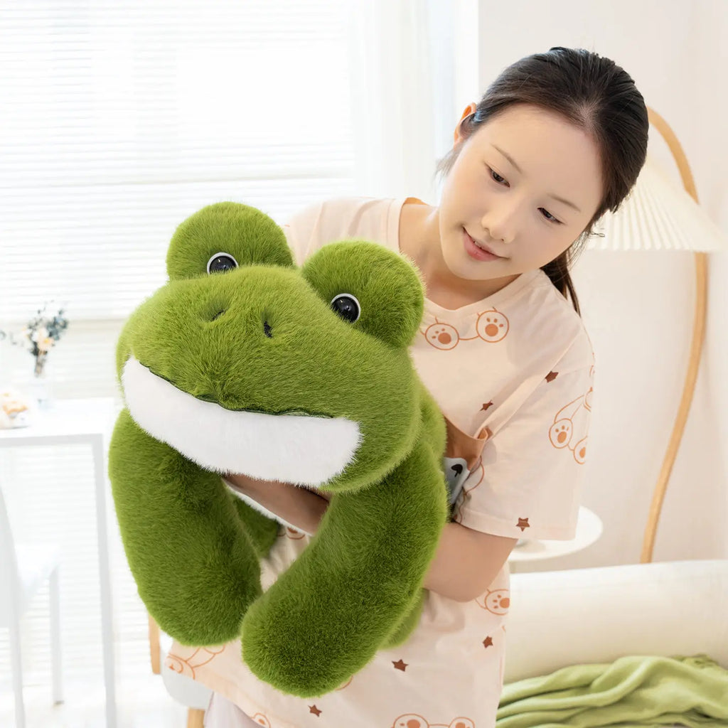 Hot Simulation Giant Frog Plush Toy Stuffed Animals Plushies Green Lying Frogs Throw Pillow Cushion Home Deco For Kids Gift