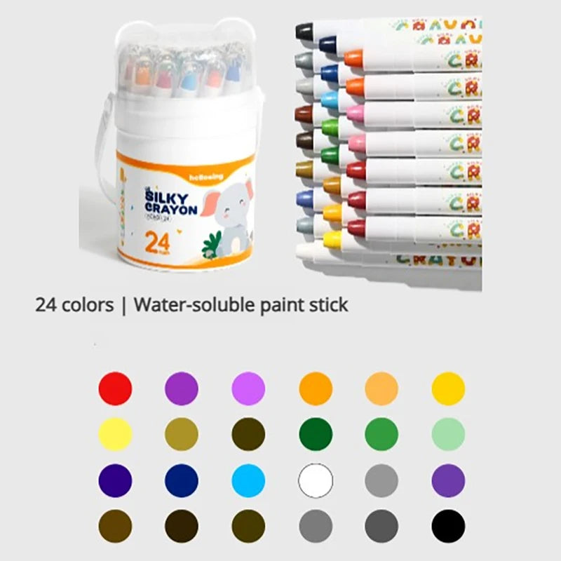 12/24/36/48-Piece Silky Smooth Crayon Set Twist-Up Crayons, Washable Crayons Travel Art Supplies School & Home Art Supplies