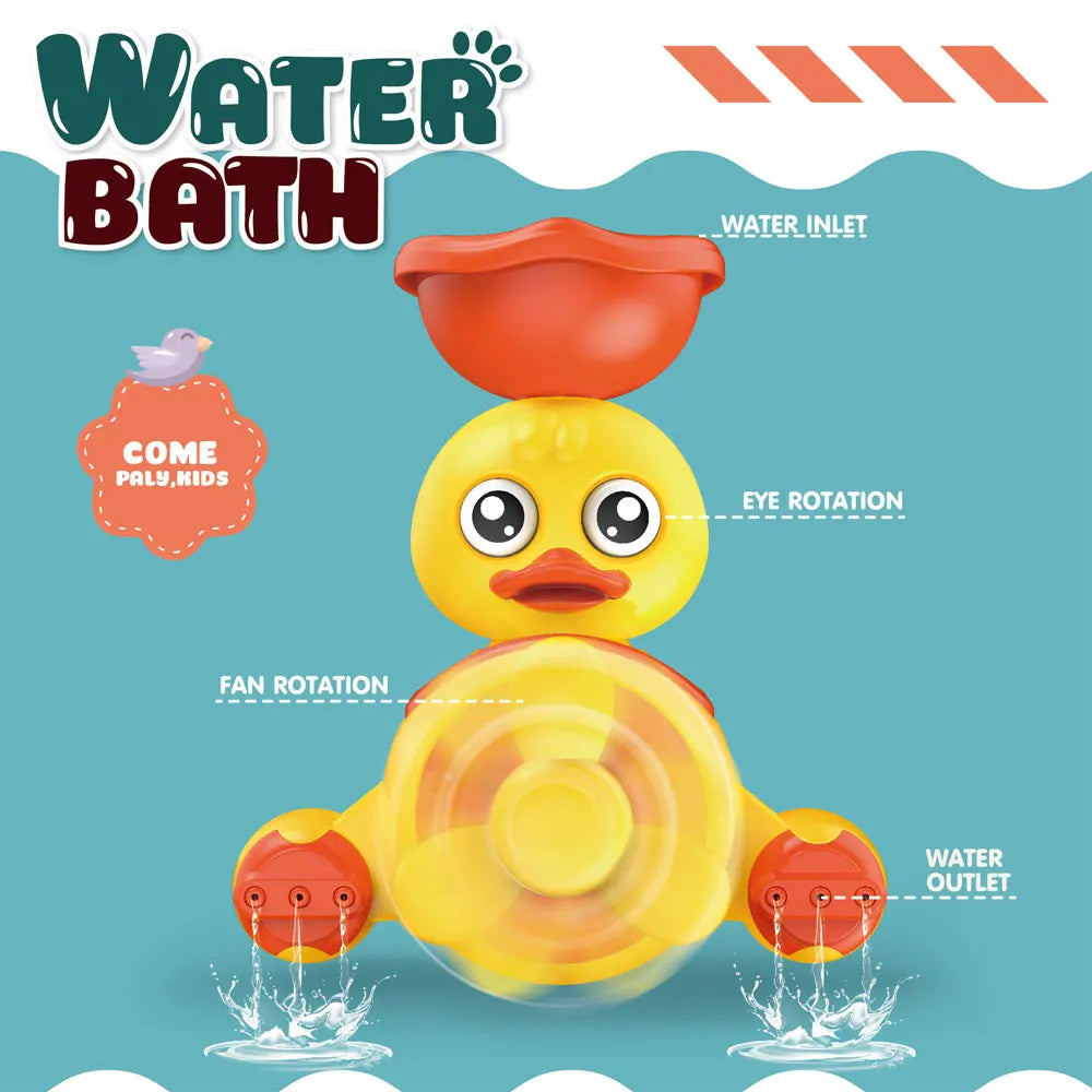 Baby Bath Toys with Suction Cups,Airplane Duck Design,Rotating Water Wheel,Bathtub Play Toys For Kids Age 1-3