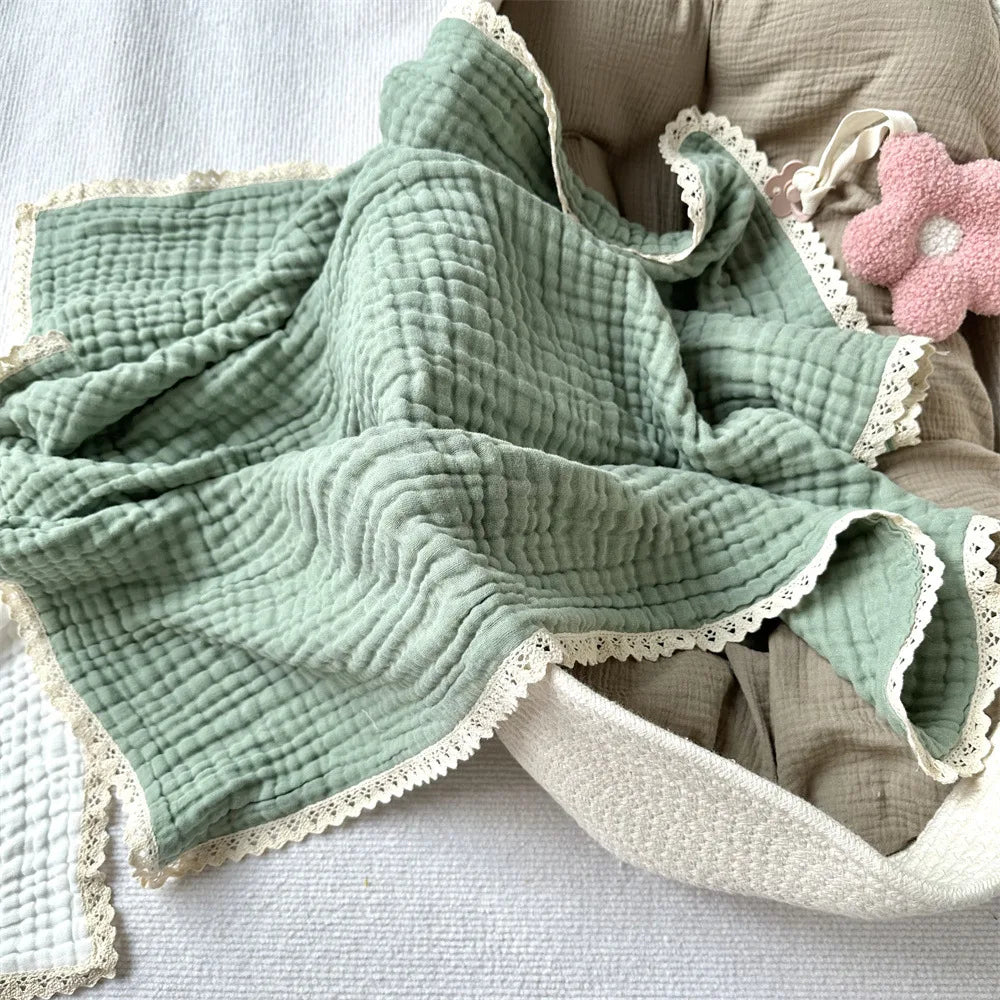 Newborn Baby Bath Towel 6 Layer Gauze Muslin Swaddle Cotton Receive Blankets Swaddling Wrap Lace Langer New Born Diapers Bedding