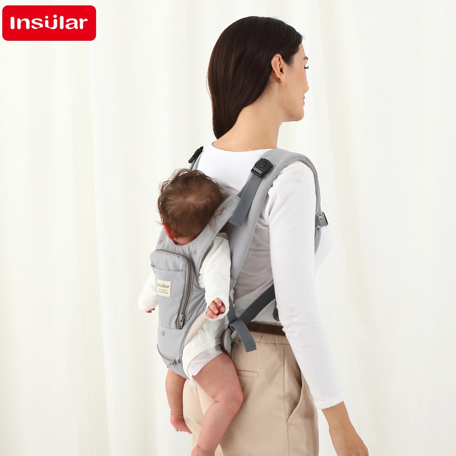 INSULAR 3 In 1 Baby Carrier Multi-functional Child Waist Stool Breathable Waist Stool With Hip Seat Front Hold Portable 0-2Y