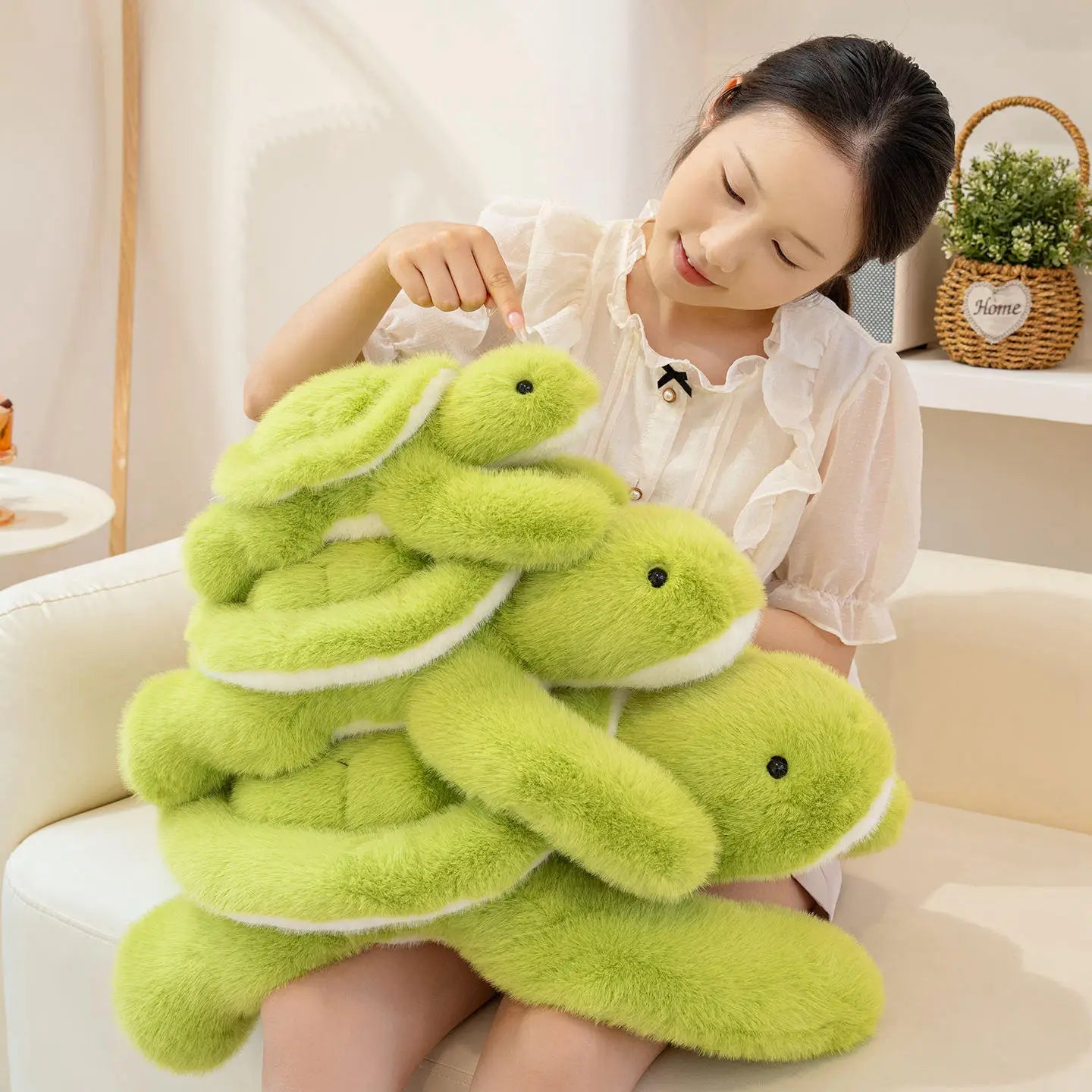 New Lovely Turtle Plush Toys Cozy Fluffy Lying Prone Cartoon Tortoise Throw Pillow Back Cushion Kawaii Home Decor Funny Gift