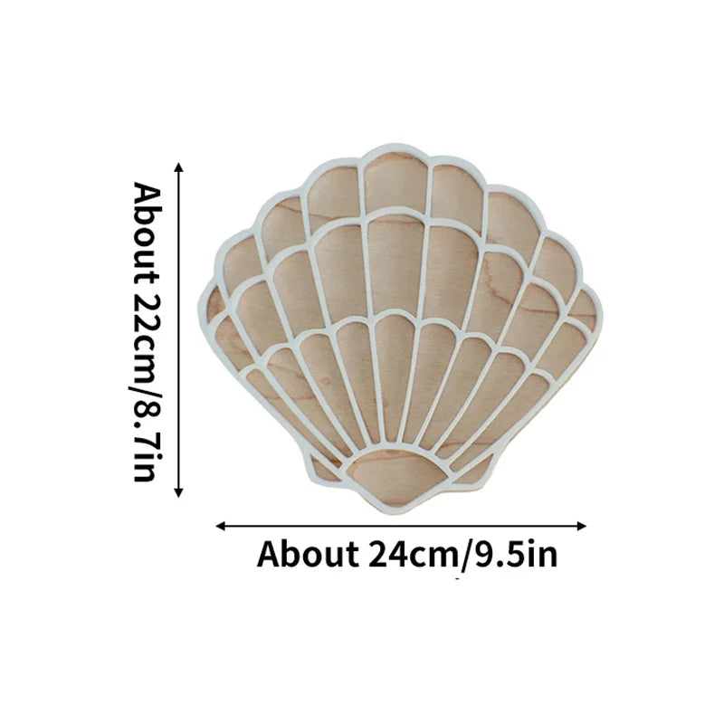 Bohemian Wooden Acrylic Shells and White Mermaid Home Decor Room Background Wall, Nautical Theme Shell Wall Decor for Boys and Girls Room