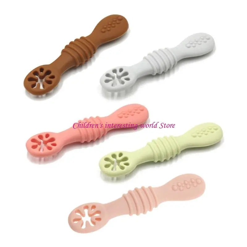 Baby-Led Weaning Silicone Spoon Learning Feeding Training Utensils Newborn Toddler Tableware 425F