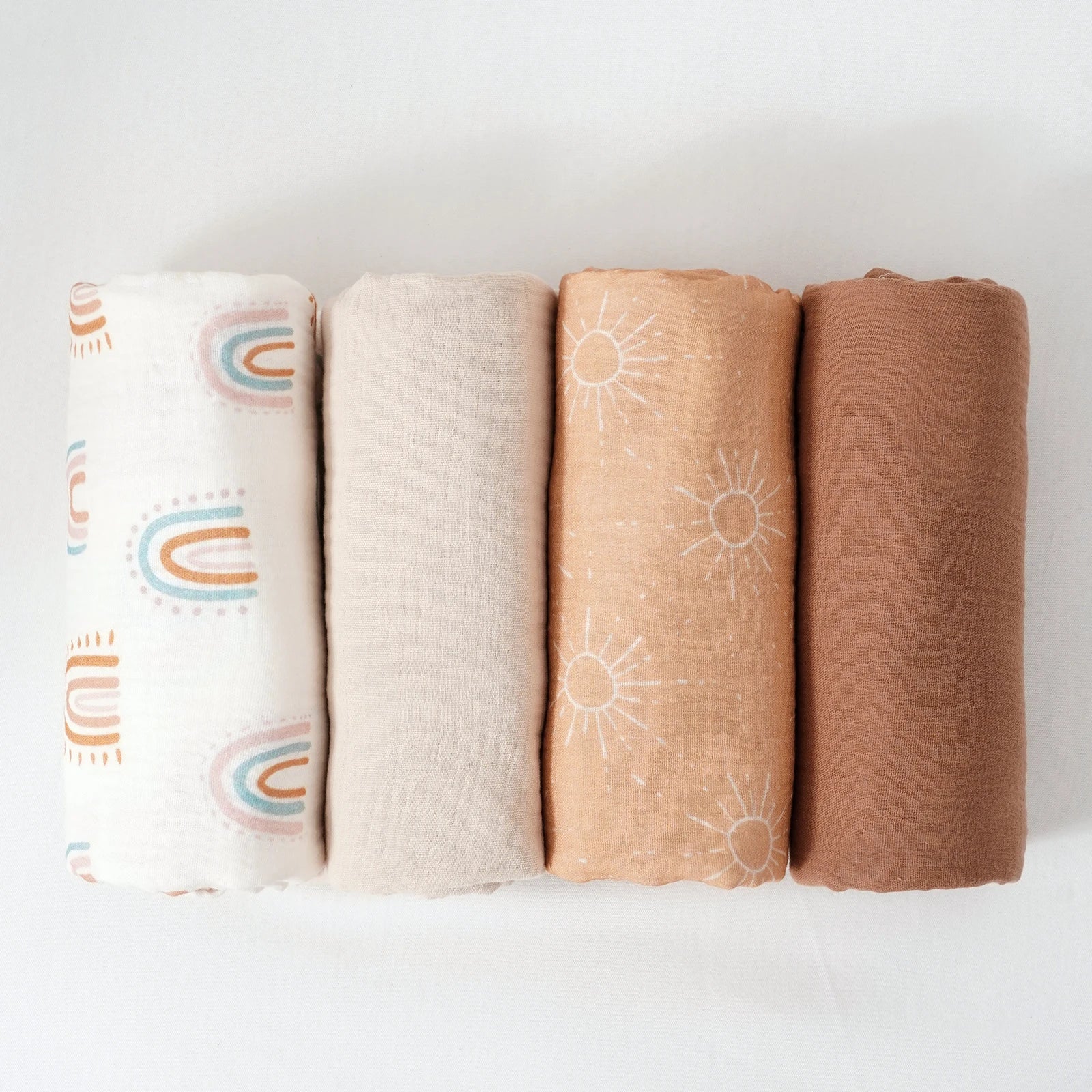 Elinfant 4PCS 100% Cotton Baby Swaddle Blankets Soft Cozy Swaddle Wrap Newborn Receiving Blankets Bedding Nursery Essentials