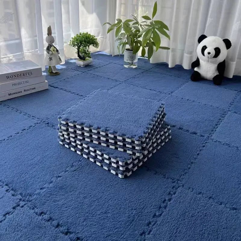 Soft Plush Kids Play Mat 30x30cm Interlocking EVA Foam Tiles Puzzle Carpet For Babies And Toddlers 10 Pieces