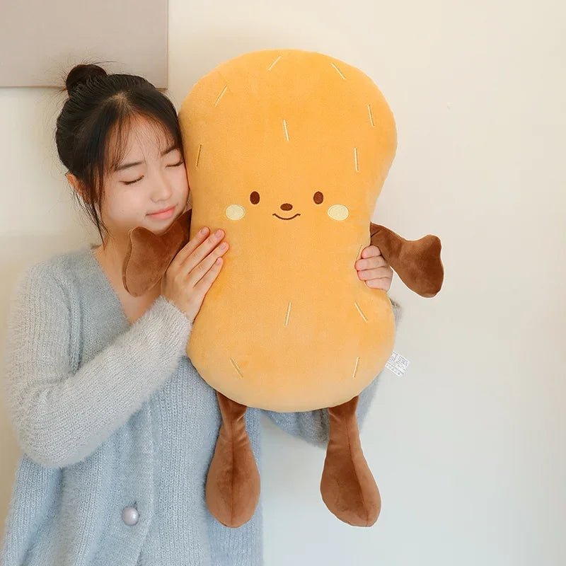 Adorable Cartoon Smile Peanut Plush Throw Pillow Soft Comfy Sleeping Pillow Back Pillow For Chair Creative Home Decor Nice Gift