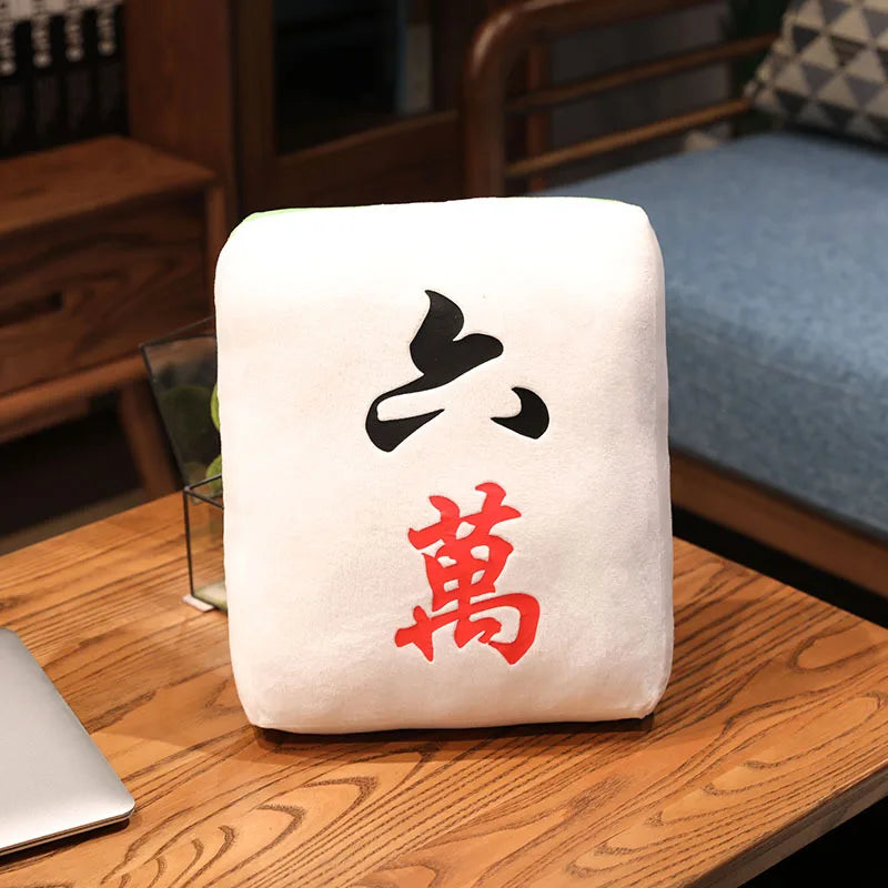 Hot 1pc Creative Mahjong Pillow Cushion Chinese Plush Toy Car Chair Backrest Mahjong Dice Funny Nap Pillow Sofa Home Decor Gift