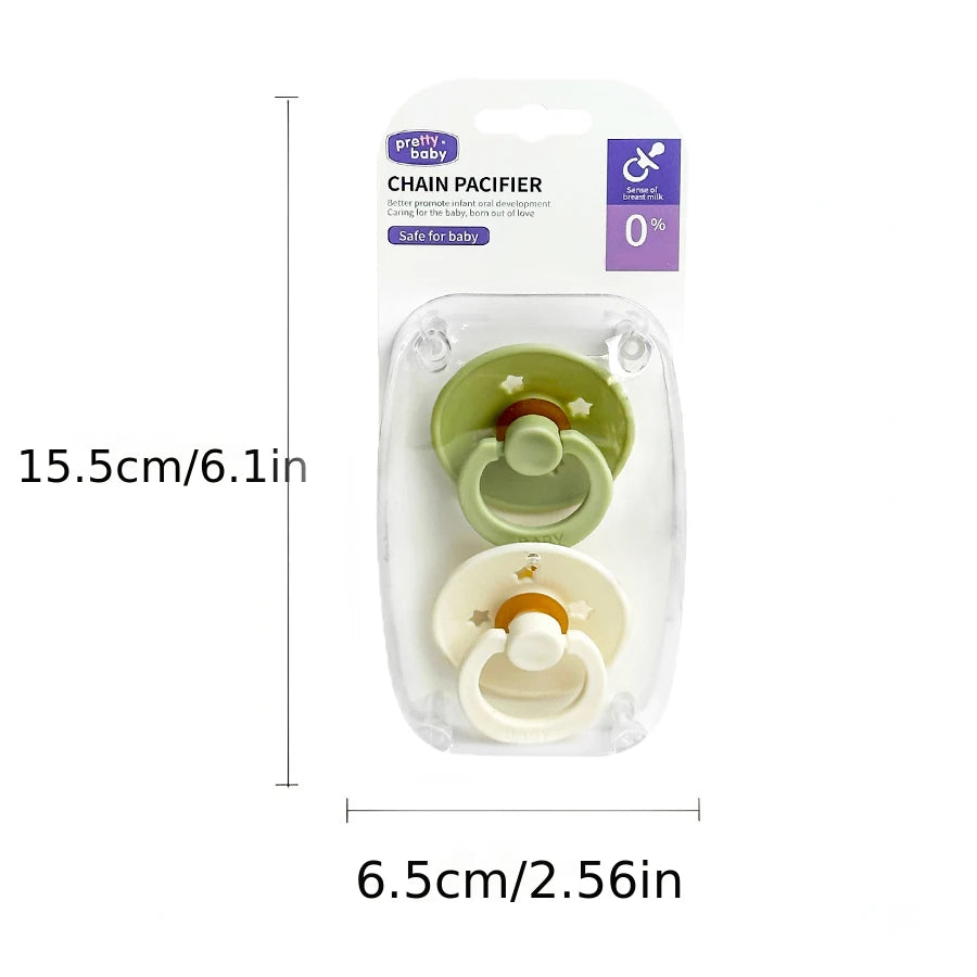 2pcs/pack Button-shape Baby Soothing Pacifier, Baby Pacifier Soother Dummy with Cherry-round Nipple