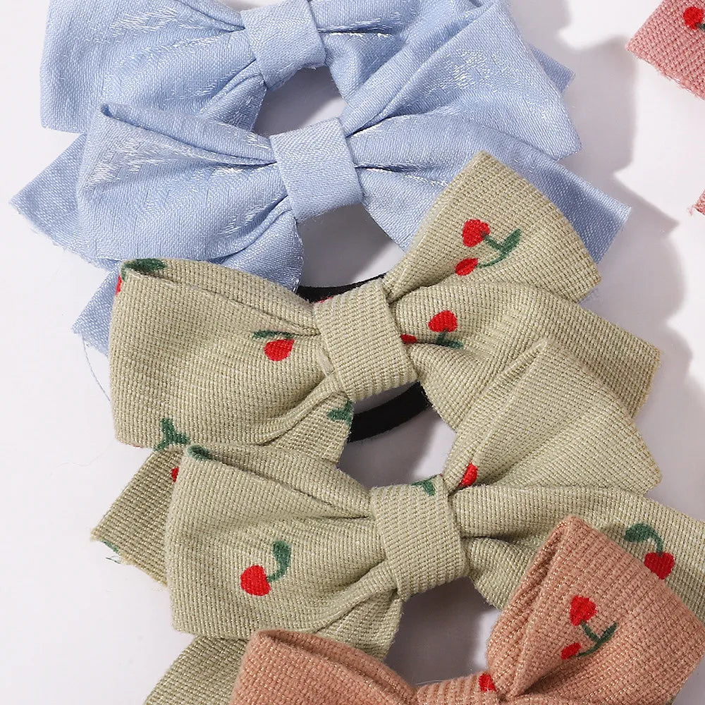 Random Color 10PCS Flower Ribbon Bowknot Hair Rubber Bands for Girls Handmade Cute Bow Hair Ties Headwear Kids Hair Accessories
