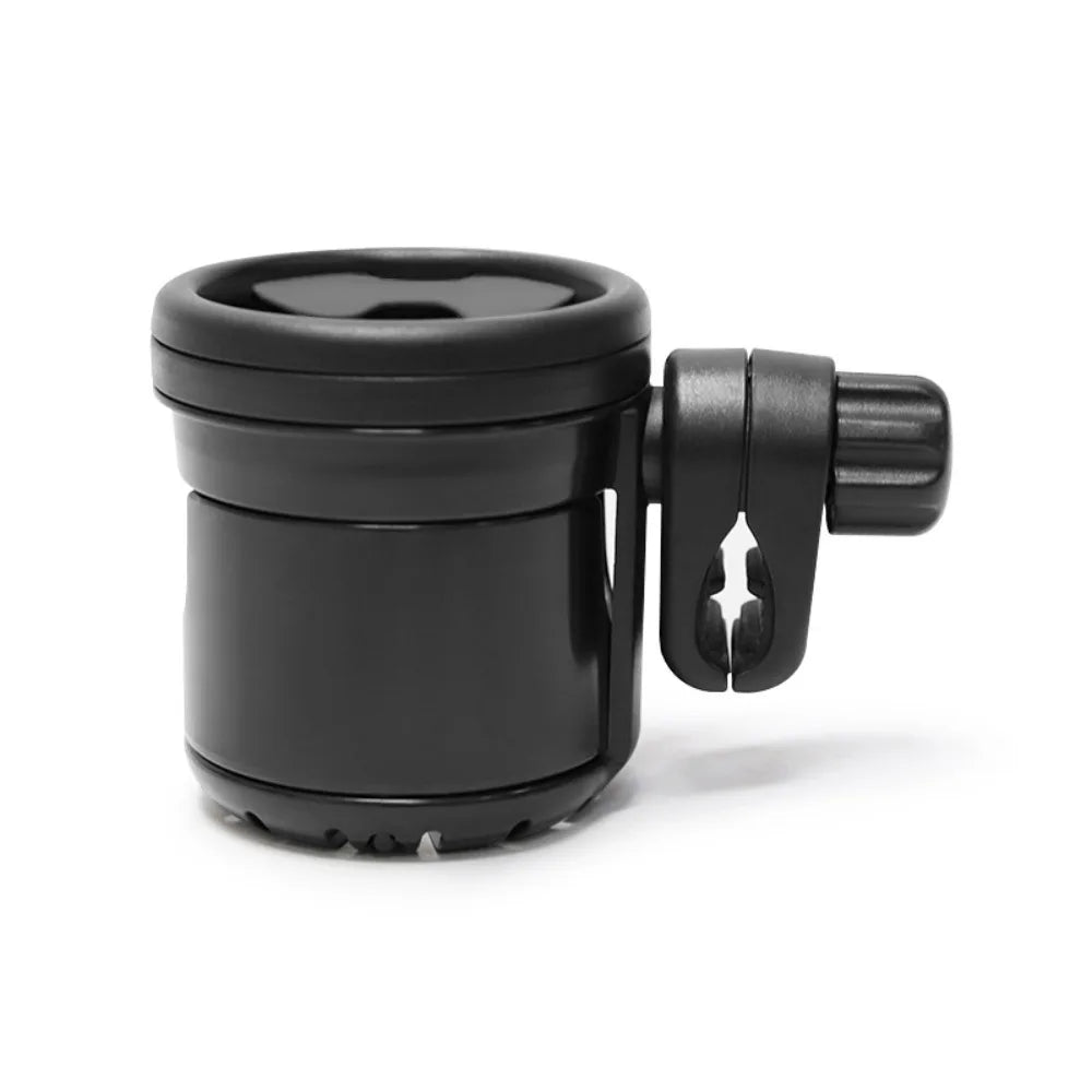 Portable Rotating 2 in 1 Stroller Cup Holder Non-slip Universal Mount Stroller Bottle Rack Black Trolley Drinks Holder Pushchair