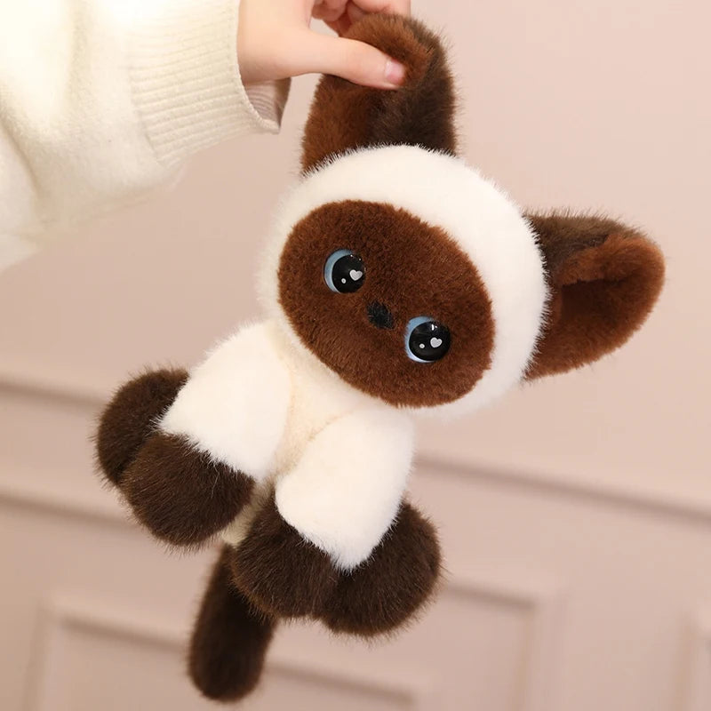 Nice Adorable Sitting Devon Cat Siamese Cat Plush Toy Doll Home Office Decoration, Perfect Gift For Cat Lovers Boys And Girls