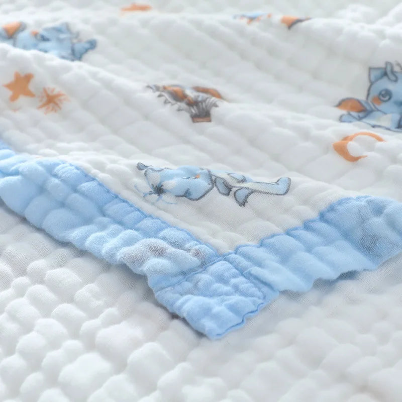 Baby Blanket Cotton 6 Layers Thicken Soft Gauze Newborn Cartoon Swaddle Blankets Summer High-density Breathable infant Blanket