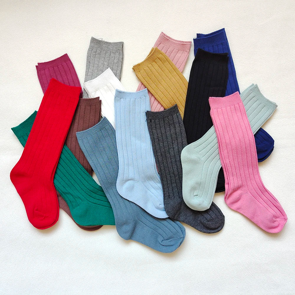 New Fashion Boys Girls Knee High Socks Cotton Breathable Stripe Kids Casual Sock Children School Uniform Socks Baby Socken Long