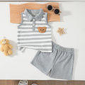 Toddler Boys' Striped Sleeveless Top+Shorts2Pcs/ Set Suitable for 0-3 Year Old Boys' Summer Sports and Leisure Set