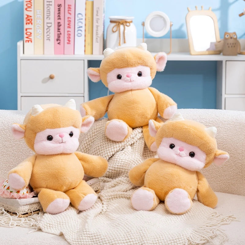 2026 Hot Cuddly Cartoon Sheep Plush Toys High Quality Fluffy Sitting Pose Doll Warm Cozy Children Companion Xmas Gift Home Decor