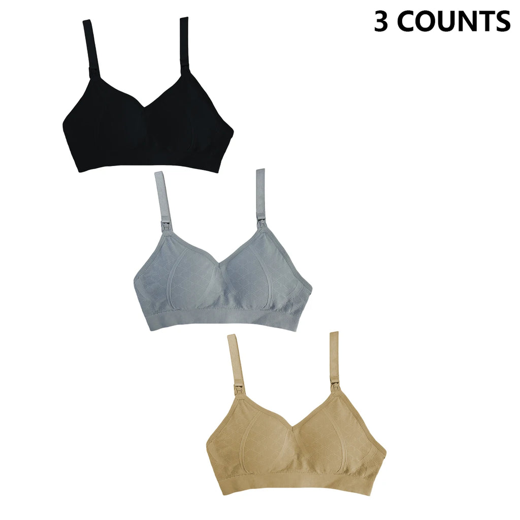 3 Pcs Women'S Nursing Underwear With Adjustable Shoulder Straps And Seamless Comfort Front Opening Buckle For Pregnant Women