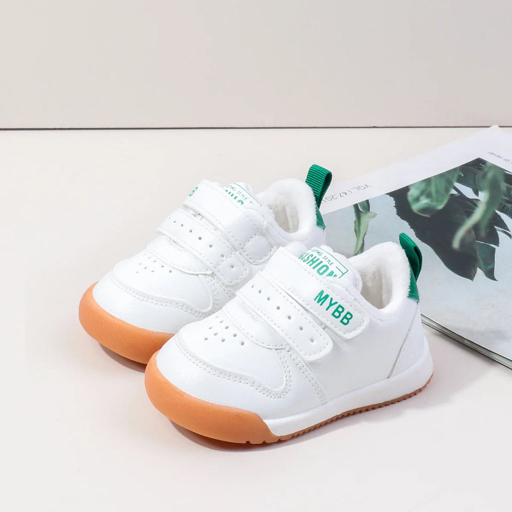 Winter Trendy New Baby Walking Shoes For Boys And Girls Small Children Anti-Slip Soft Sole White Sneakers