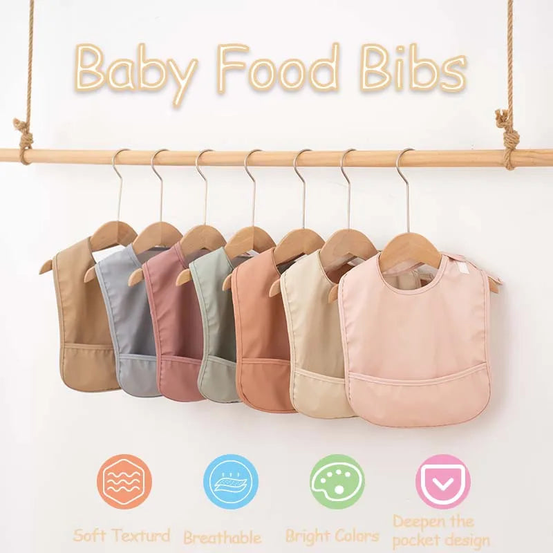 Sleeveless Baby Feeding Bibs Soft Waterproof Toddler Kids Anti-dirty Apron Solid Color Infant Saliva Bib with Pocket Baby Stuff