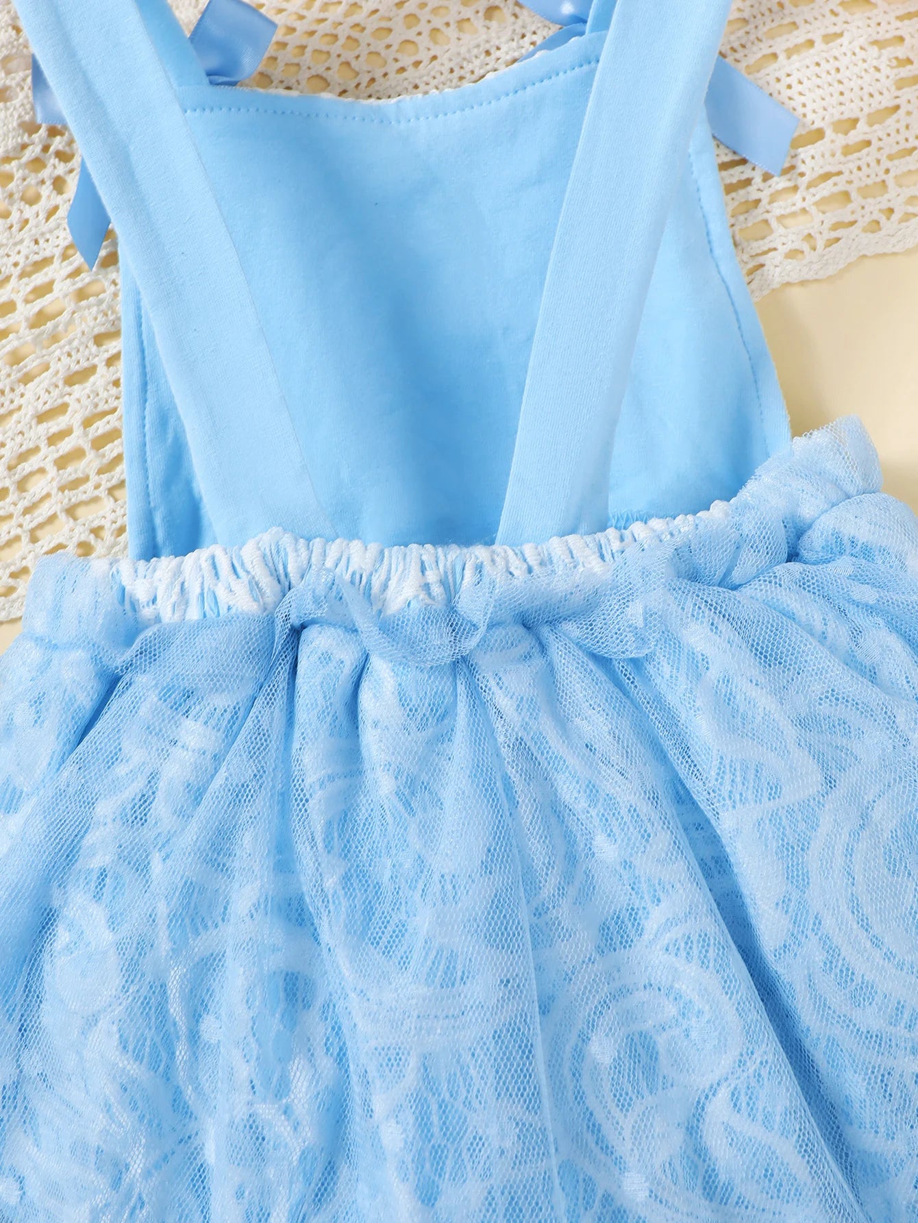 0-24 Months Cute Baby girl Jumpsuit Blue Bow Lace chiffon Fashionable Bodysuit Baby girl Summer Crawling Suit