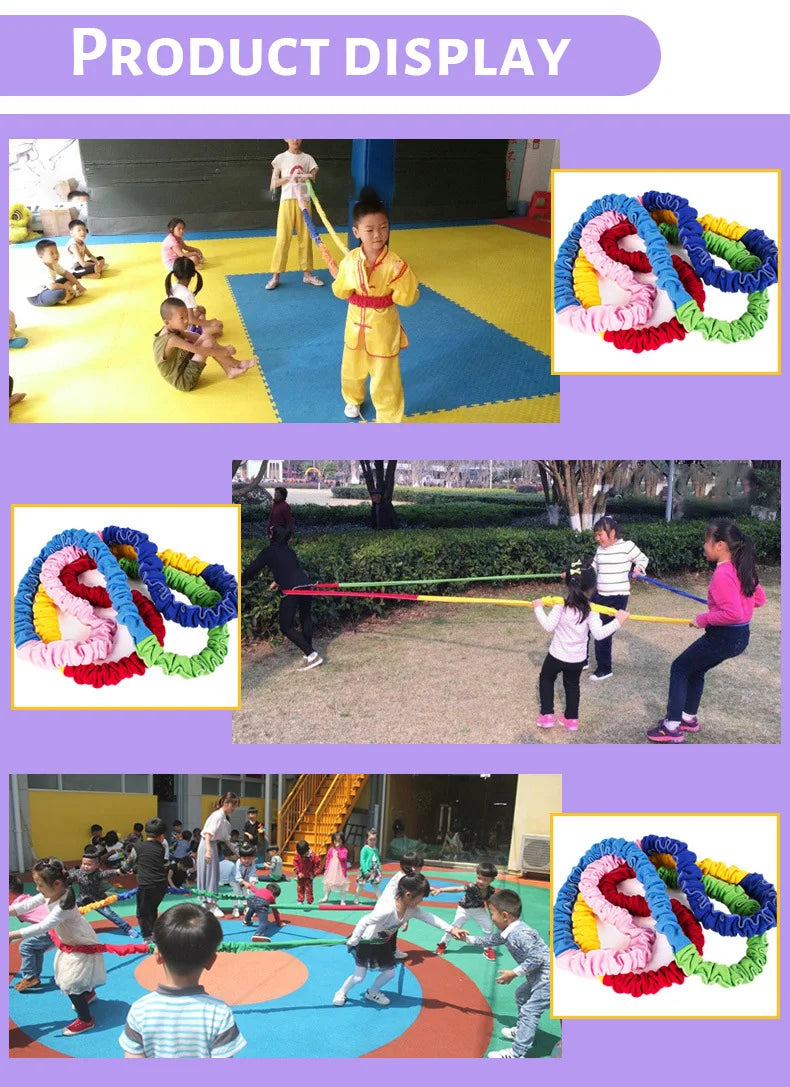 Elastic Rainbow Rope Stretchy Band Running Pull Circle Outdoor Team Sports Kindergarten Physical Training Equipment Outdoor Toy