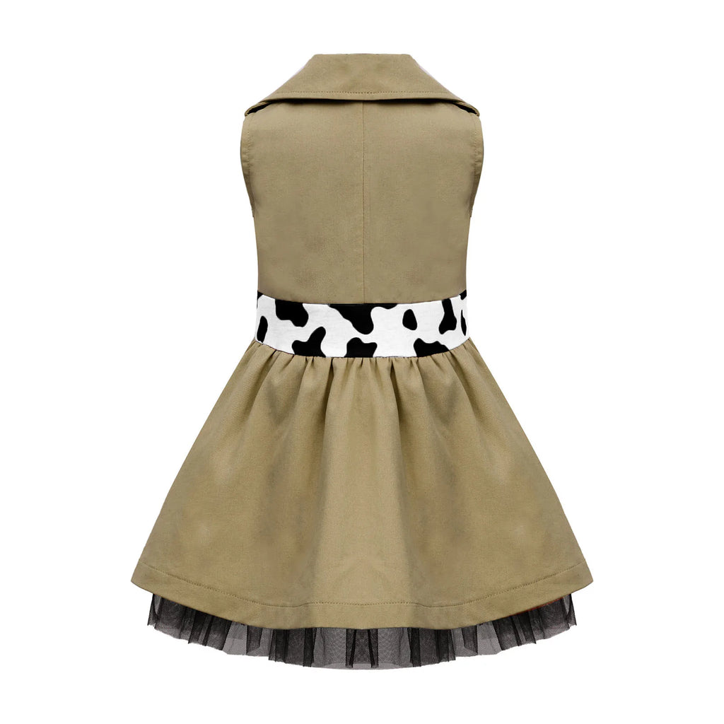Toddler Baby Girls Zookeeper Suit Sleeveless Cute Animal Embroidery Tulle Dress Birthday Party Cake Smash Zoo Keeper Outfits