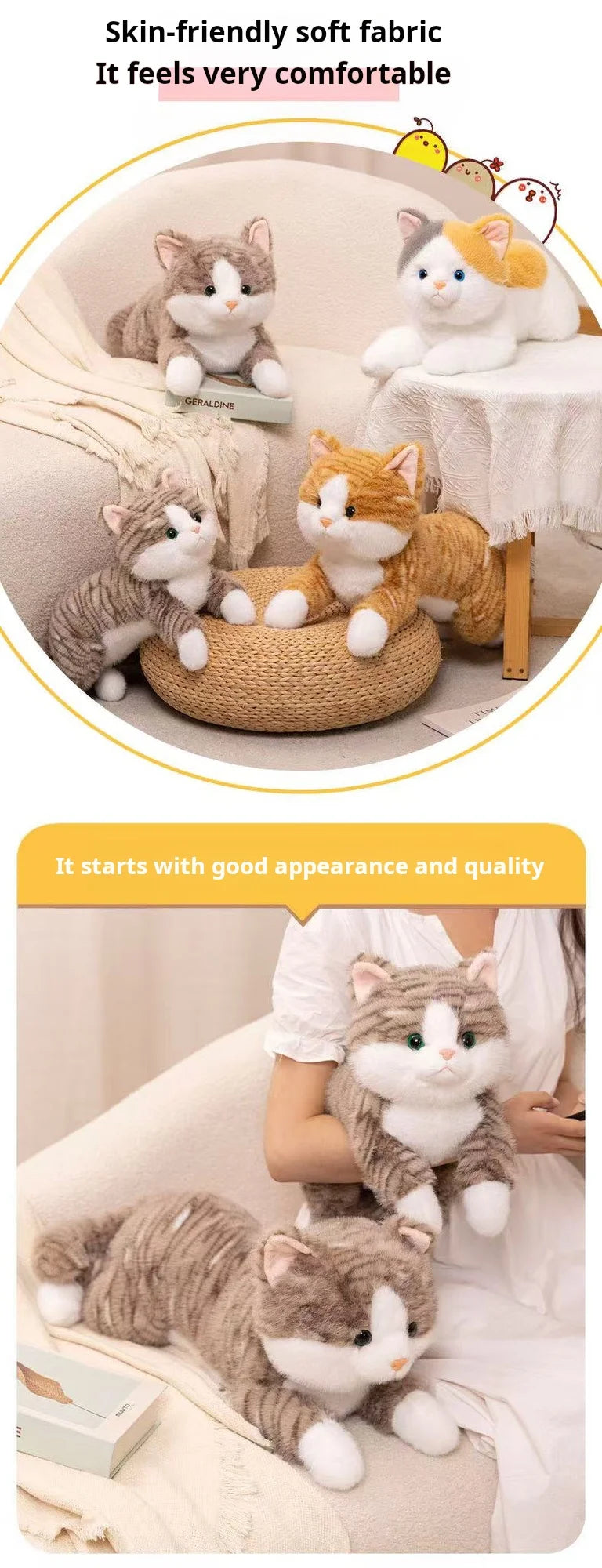 40/60cm Party Cat Doll Plush Toy Handmade Doll Cartoon Anime Cute Cushion Pillow Home Decoration Children's Birthday Gift Toy
