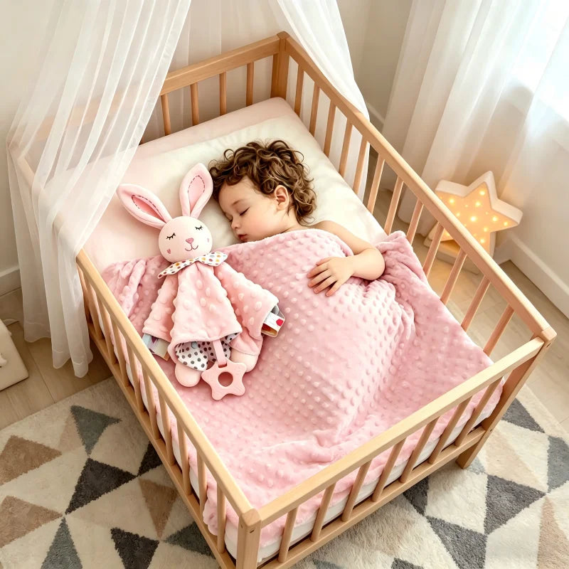 Personalized Newborn Baby Blanket with Name Custom Dot Minky Stroller Swaddle Set Security Towel Baby Shower Gift for Infant Boy
