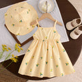 Baby Dresses Summer Cotton Plaid Full Printed Suspender Baby Girl Dress Sweet And Casual Beach Baby Girl Clothing With Hat