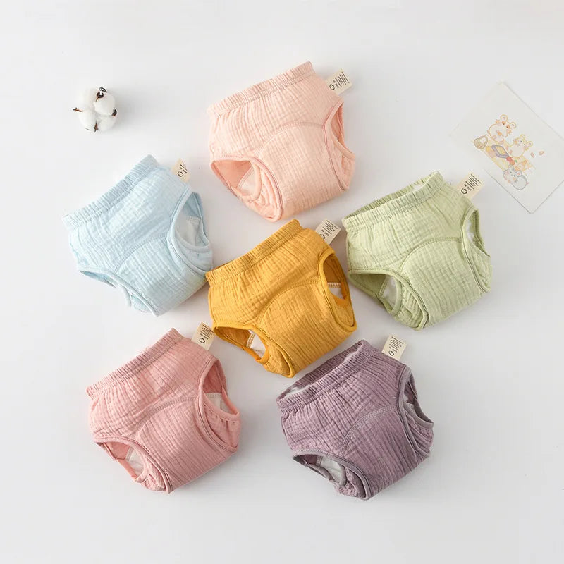 Breathable Baby Training Pants Waterproof Diapers Cotton Gauze Washable Nappies for Toddler Children Toilet Training Study Pants