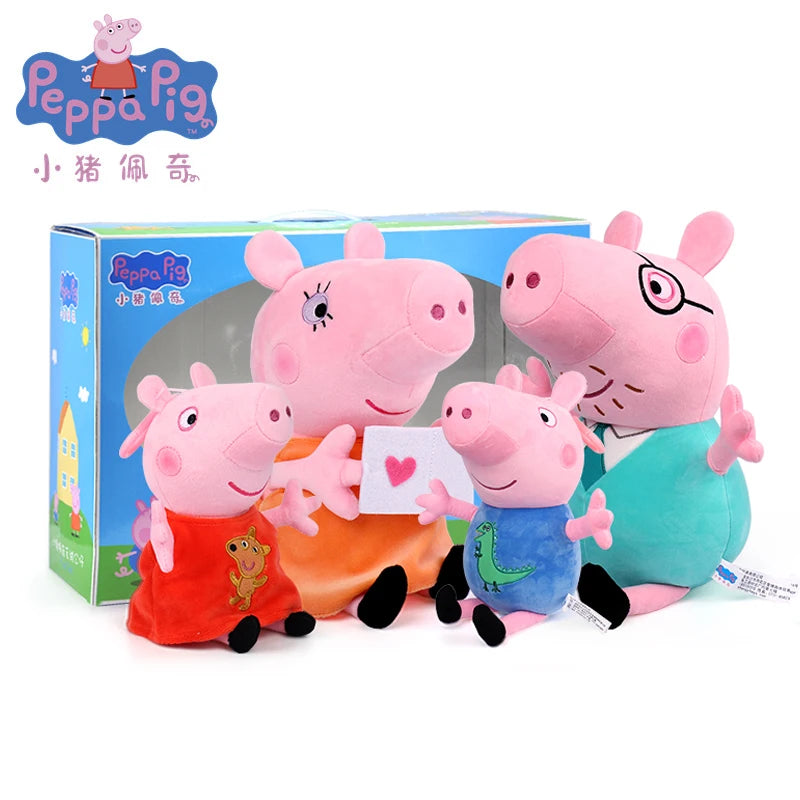 4pcs/set Genuine Peppa Pig 19cm Peppa George 30cm 12'' Mummy Daddy family set Plush Toy Birthday Christmas gift Children Toy