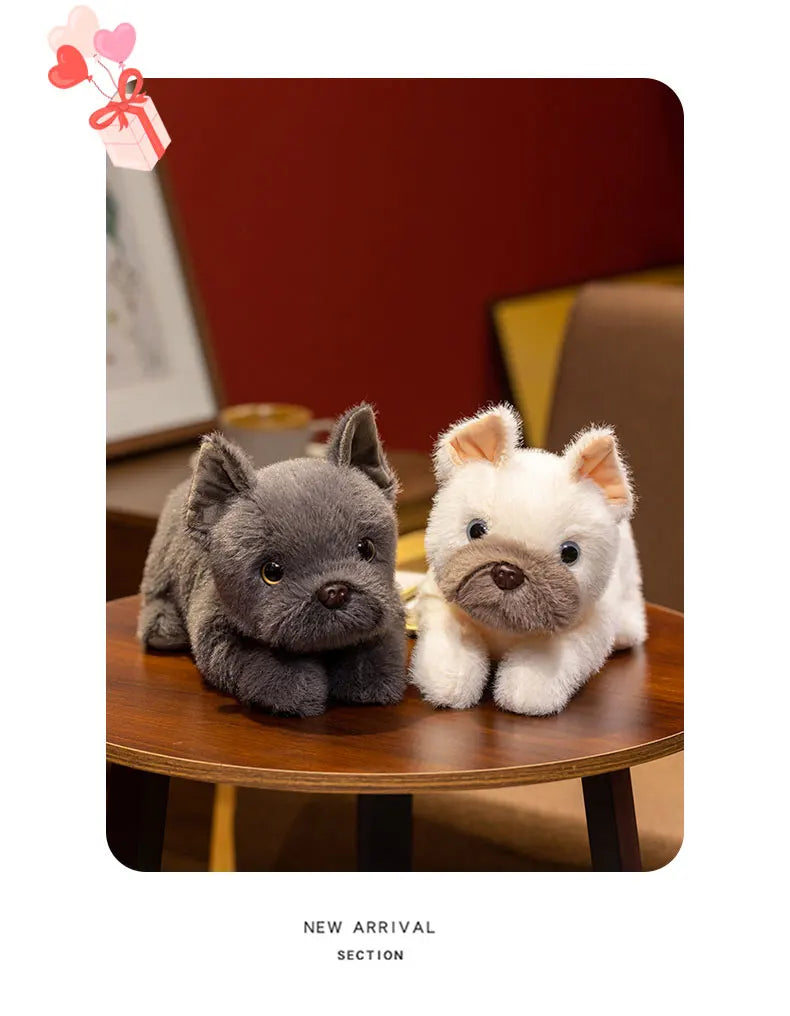 30CM Simulation Lying Bulldog Plush Toy Lovely Bulldog Pillow Stuffed Dog Doll Birthday & Back to School Anime Gift