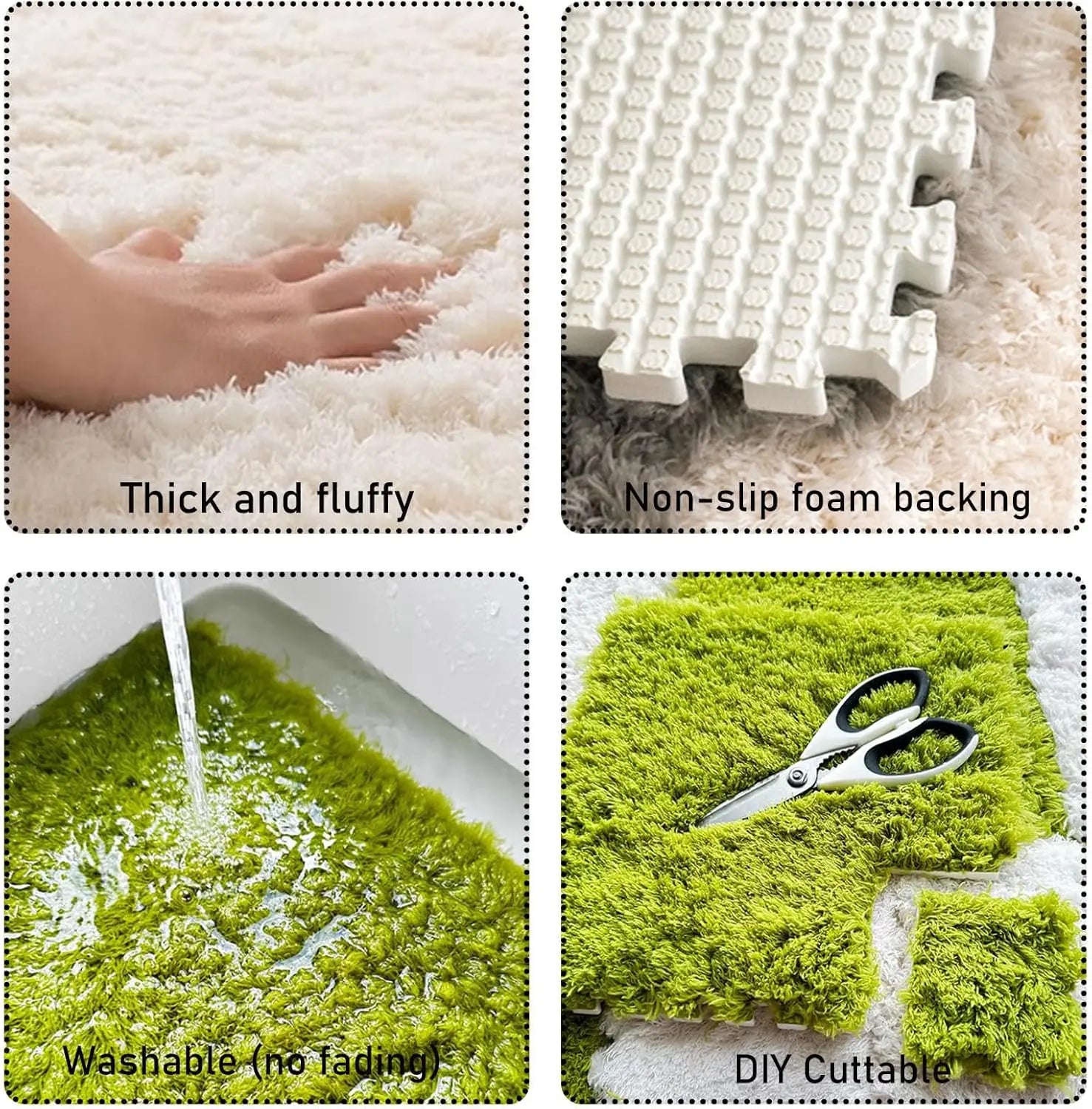 Thick Cake Velvet Plush Puzzle Mats DIY Bedroom Floor Tiles Sound-Absorbing Soft Carpet for Bedside Full Room Coverage