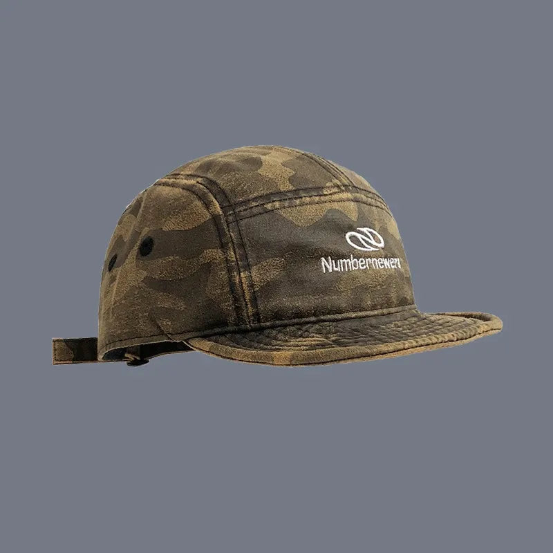 American Retro Washed Camouflage Tactical Short Brim Baseball Cap For Women Summer Workwear