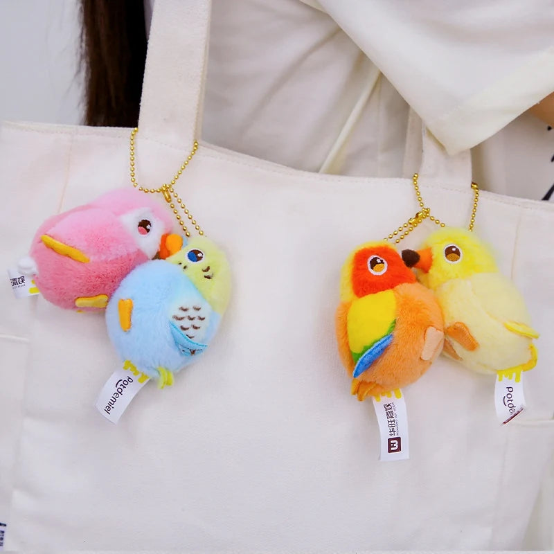Kissing Couple Bird Plush Toys Stuffed Kissy Lovers Magnet Parrot Doll Bag Pendant Gifts for Couples Valentine's Day