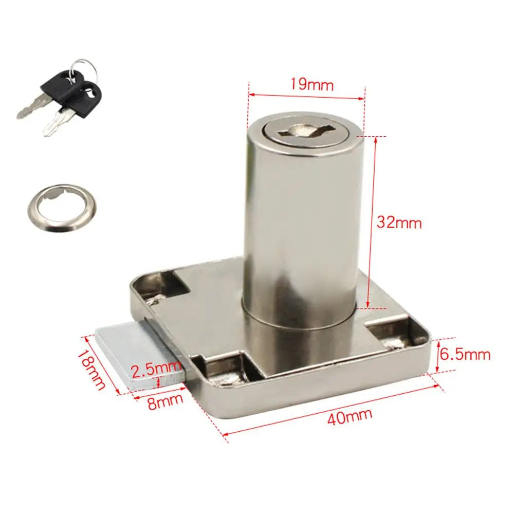 Office Burglarproof Zinc Alloy Cabinet Locker Wardrobe 2 Keys Drawer Lock