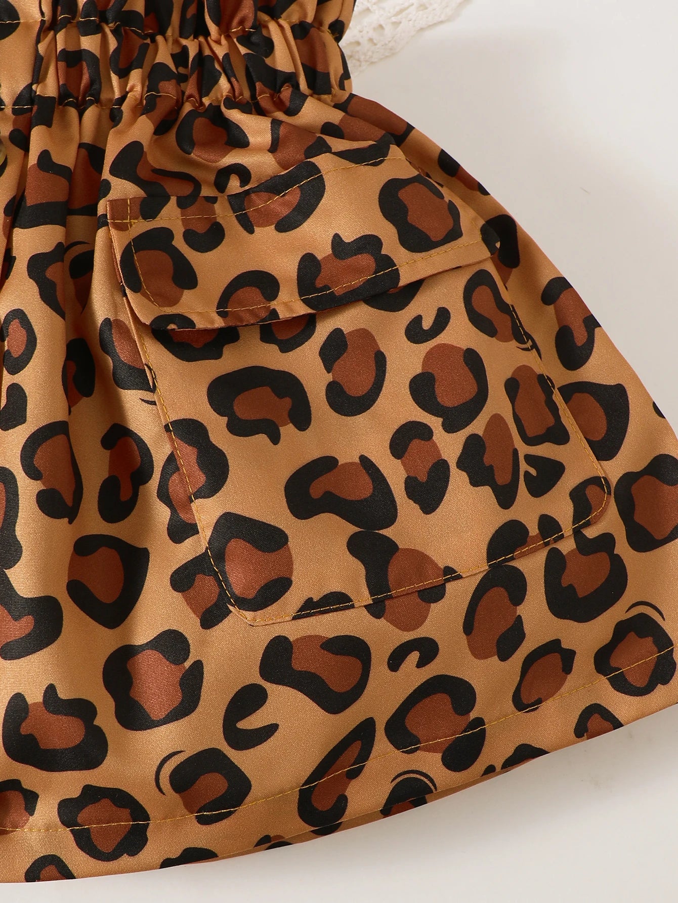 Summer 0-4 Years Old  Infant  Baby  Girls  Little Girl  Print  Top  And  Leopard  Print  Skirt  Casual  2-Piece  Set