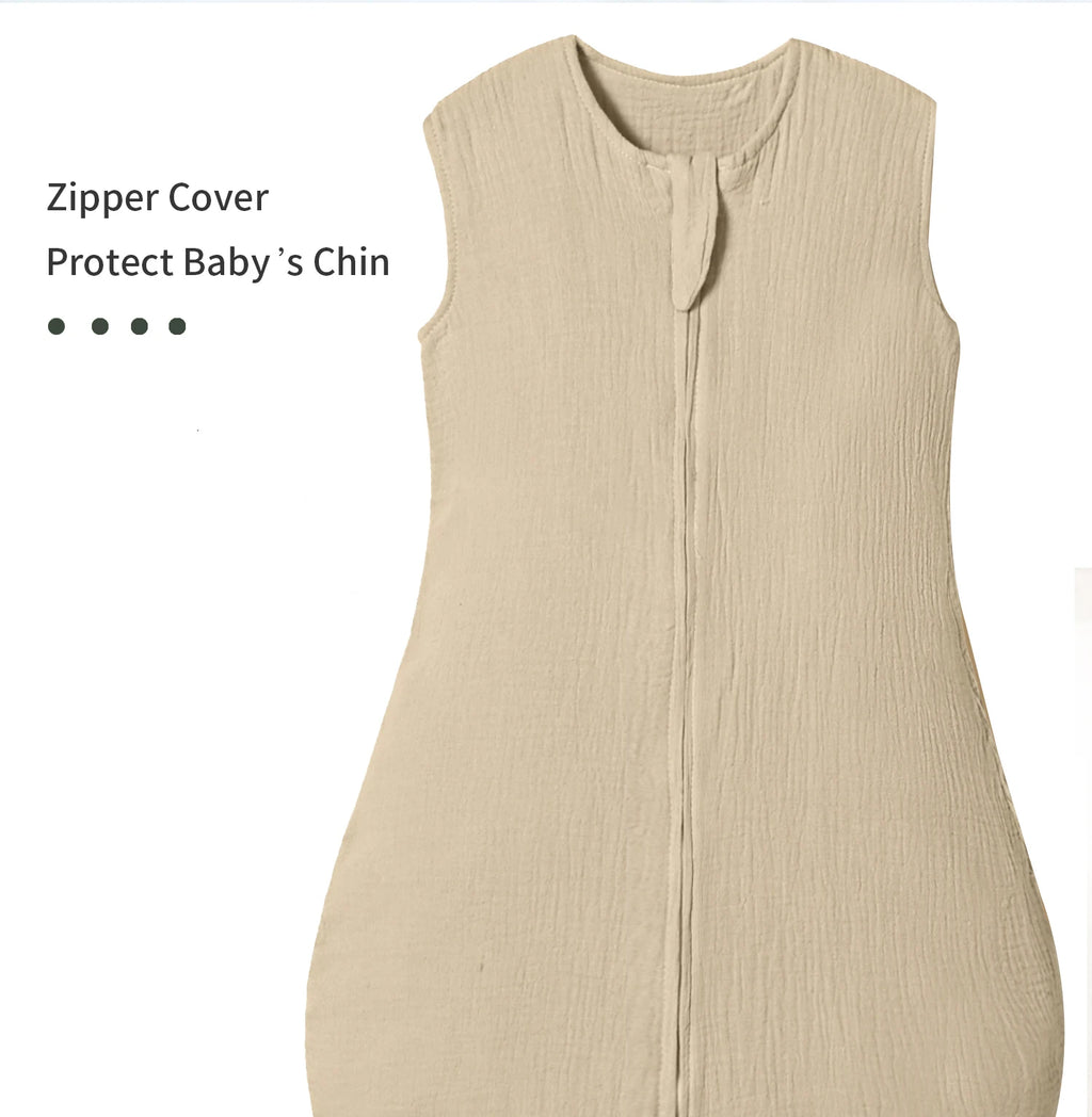 Baby Sleeping Bag Newborn Swaddle Sleeveless Sleep Sack Summer Thin Premium Muslin Cotton Soft 2-Ways Zipper Easy Diaper Changes