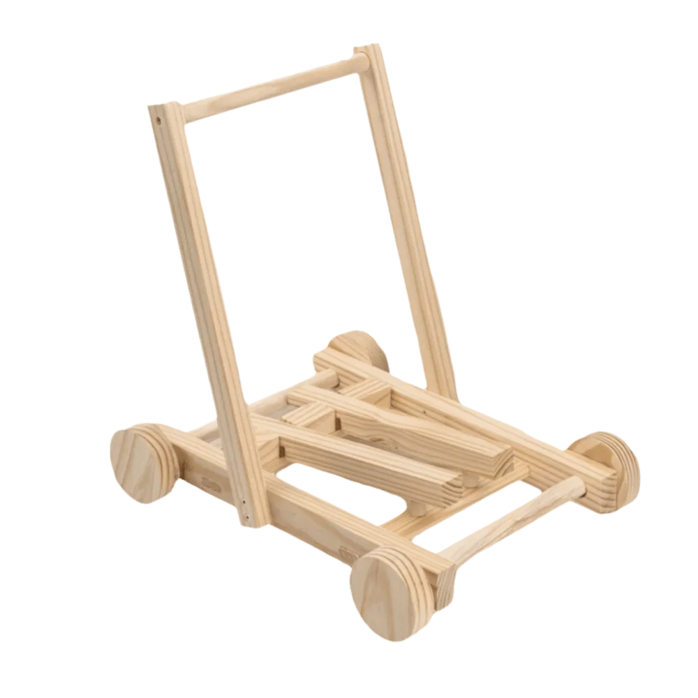 Adjustable Speed Height No-Knot Wood Baby Walker Wheeled Push-Pull Non-Toxic Toddler Walking Aid Safe Sturdy Durable
