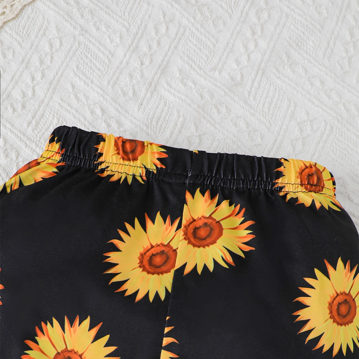 Children's clothing Girl Set Sunflower Print Top+Flared Long sleeved Two-piece Set for 4-7 Year old girls in Spring Autumn Set